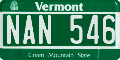 VT license plate NAN546