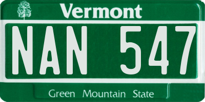 VT license plate NAN547