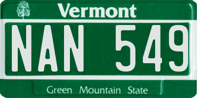 VT license plate NAN549