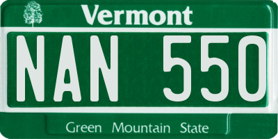 VT license plate NAN550