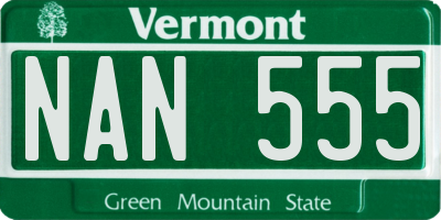 VT license plate NAN555