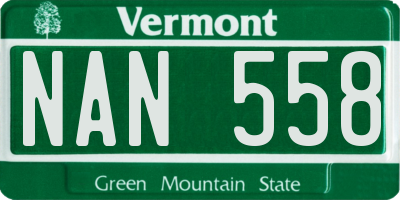 VT license plate NAN558