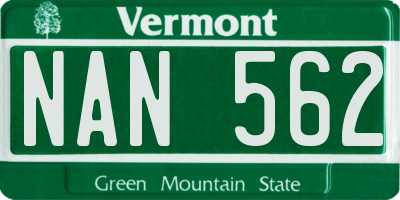 VT license plate NAN562
