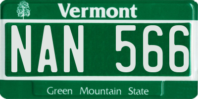 VT license plate NAN566