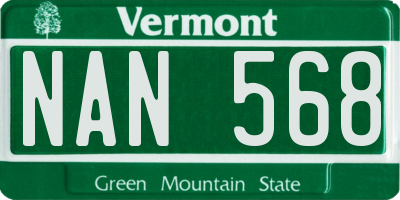 VT license plate NAN568