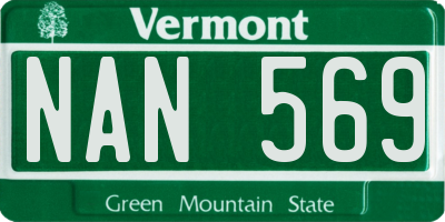 VT license plate NAN569