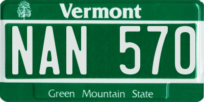 VT license plate NAN570