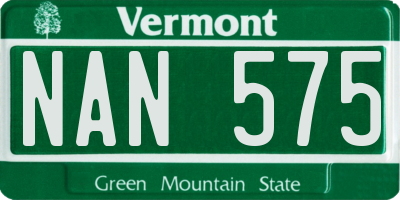 VT license plate NAN575