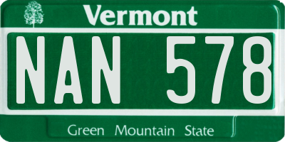 VT license plate NAN578