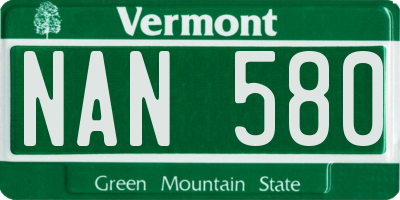 VT license plate NAN580