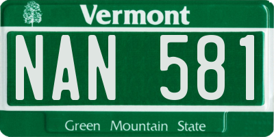 VT license plate NAN581