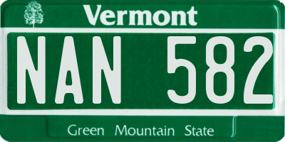 VT license plate NAN582