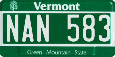 VT license plate NAN583
