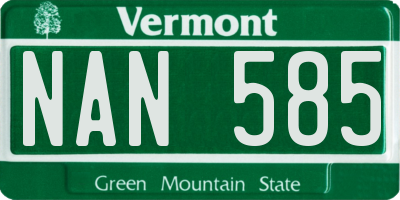 VT license plate NAN585
