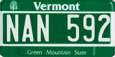 VT license plate NAN592
