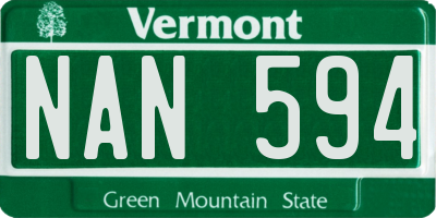 VT license plate NAN594