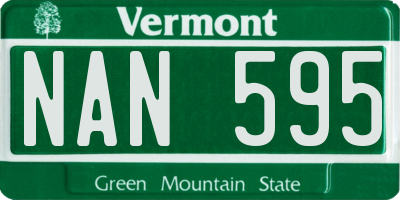 VT license plate NAN595
