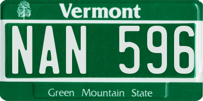 VT license plate NAN596