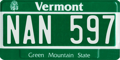 VT license plate NAN597