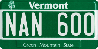 VT license plate NAN600