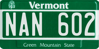 VT license plate NAN602
