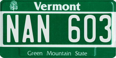 VT license plate NAN603