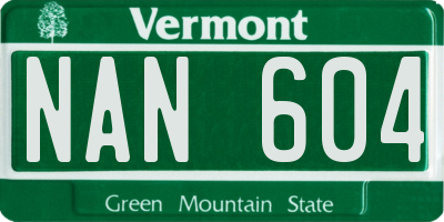 VT license plate NAN604