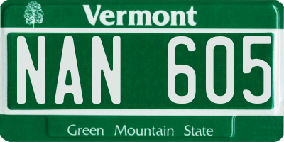 VT license plate NAN605
