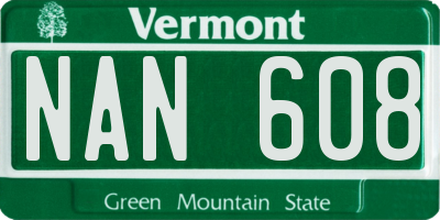 VT license plate NAN608