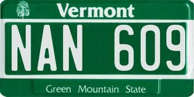 VT license plate NAN609