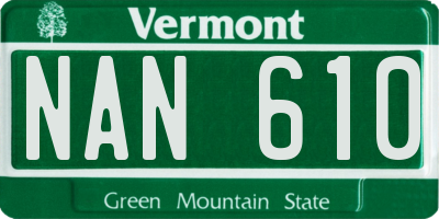 VT license plate NAN610