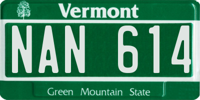 VT license plate NAN614