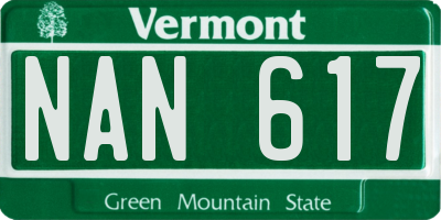 VT license plate NAN617