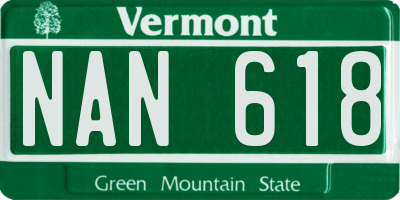VT license plate NAN618