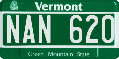 VT license plate NAN620