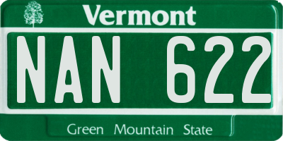 VT license plate NAN622