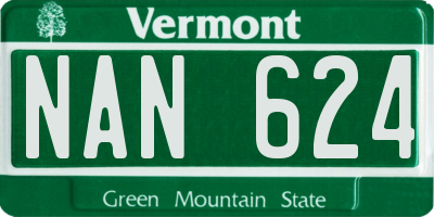 VT license plate NAN624