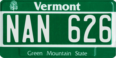 VT license plate NAN626