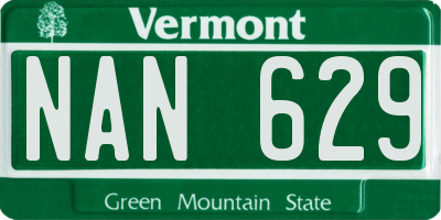 VT license plate NAN629