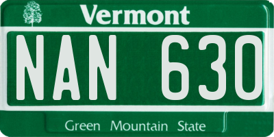 VT license plate NAN630