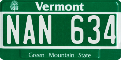 VT license plate NAN634