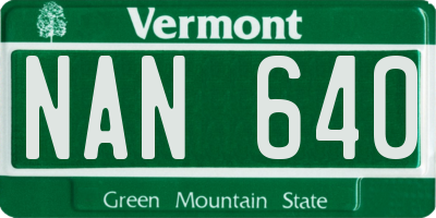 VT license plate NAN640