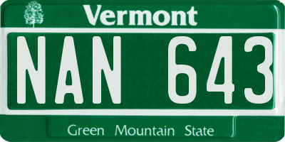 VT license plate NAN643