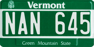 VT license plate NAN645