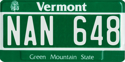 VT license plate NAN648