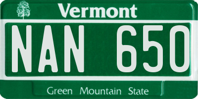VT license plate NAN650