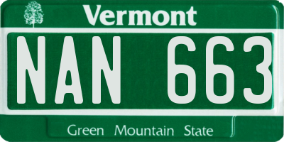 VT license plate NAN663