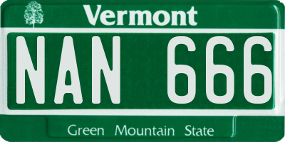 VT license plate NAN666