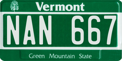 VT license plate NAN667