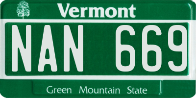 VT license plate NAN669